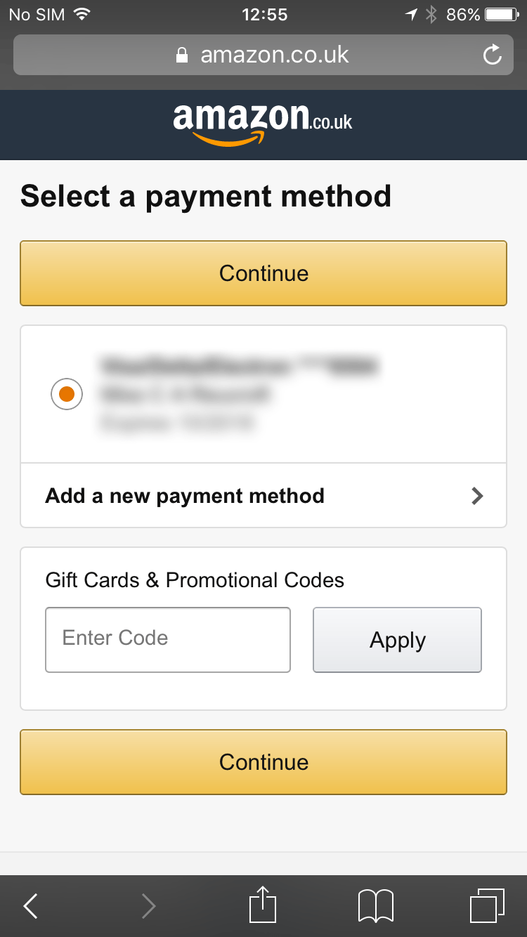 Amazon checkout page.