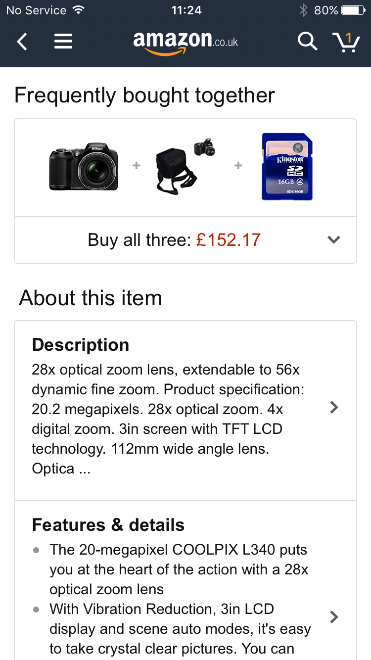 Amazon frequently bought together items.